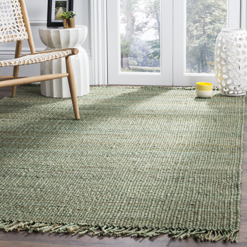 Breakwater Bay Fitzwater Striped Handmade Flatweave Jute/Sisal Green